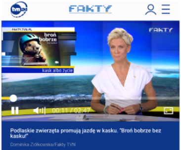 Informacja o kampanii reklamowej w Fakty TVN