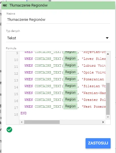 skrypt do zmiany języka w google looker studio w wykresach