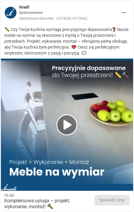 imadi - reklama na facebooku - przyklad