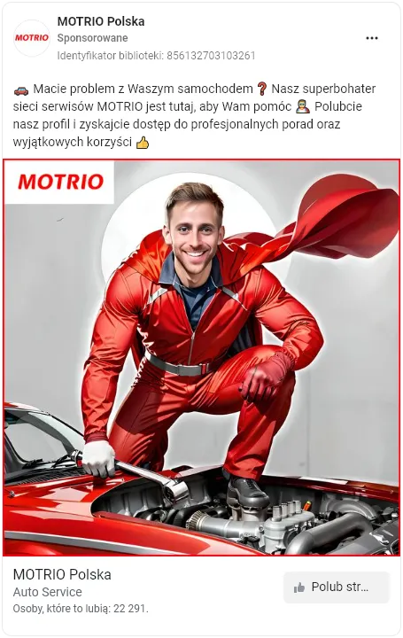 motrio - przyklad reklamy na facebooku 1